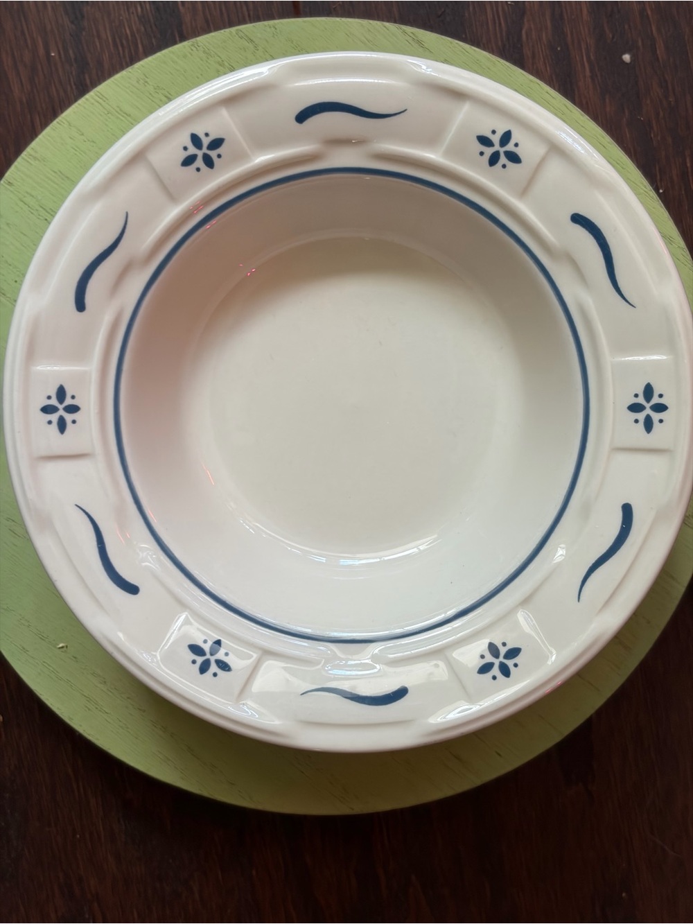 Longaberger Woven Traditions Classic Blue Rimmed Fruit/Dessert Bowl